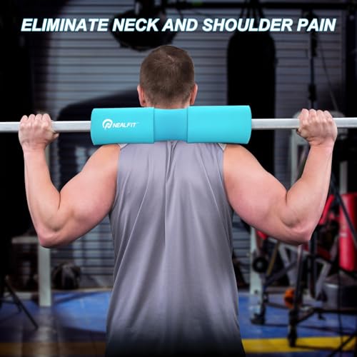 NEALFIT Barbell Squat Pad with Thick Nylon Padding, Hip Thrust Pad for Squats, Lunges, Neck Shoulder Squat Pad for Olympic or Standard Bars - color: Blue