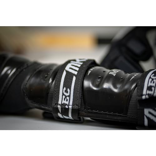 MyLec MK5 Street/DEK Shin Pad, Lightweight & Durable Hockey Accessories, 360° Straps, Hard Front Shells, Breathable Material, Metatarsal Padding Ice Hockey Shin Guards, Foam Rubber - color: Black, size: 9"