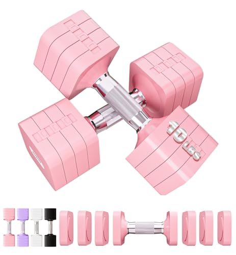 Adjustable Dumbbell Set for Women Men 7.5LB/10LB/15LB/20LB/25LB Pair | Stable Free Weight Hand Weights with Metal Handle for Home Gym Fitness Rehab Pilates Yoga Strength Training Equipments - color: Pink, size: 10LB SINGLE