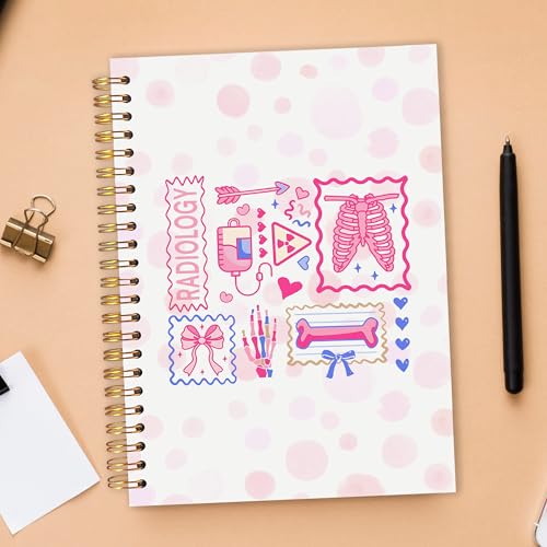 Radiology Tech Gifts Spiral Notebook 5.5x8.3 in, Preppy Pink X-Ray Rad Tech Nurse Medical Hardcover Notebook Journal Gifts for Women Work - color: Radiology Tech Gifts