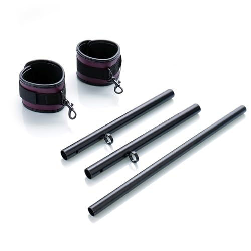 Spreader Bar Heavy Duty Expandable Exercise with 2 pcs Adjustable Strap, Yoga Training Fitness Gear, Workout Bar,Sports Gym Kit - style: Black+Eggplants PU Kit