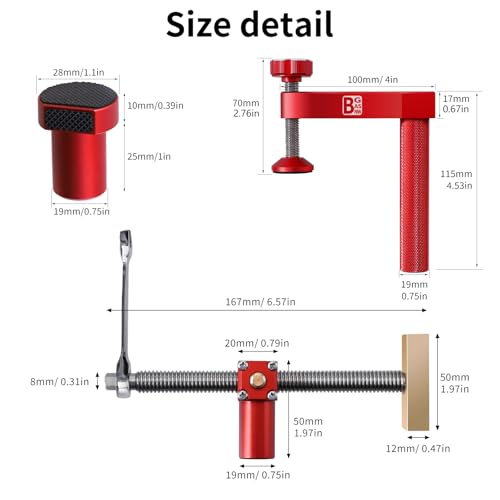 Bench Dogs Clamp Set, Woodworking Clamps with 4 Bench Dogs for 3/4 Inch (19mm) Workbench Dog Hole, Adjustable Dog Hole Clamp with 2 Ratchet Wrenches, Workbench Accessories for Woodworking Clamp - style: Bench Dog Clamp Set