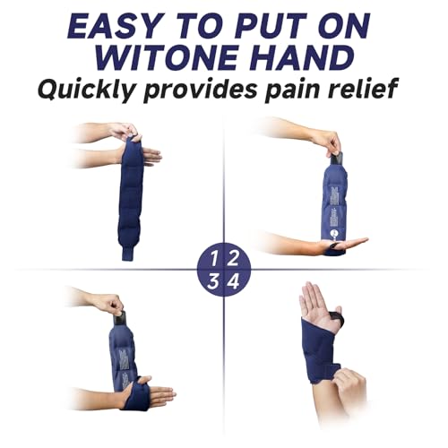 AiricePac Wrist Ice Pack Wrap for Carpal Tunnel Relief, 2 Gel Packs, Gel Ice Packs for Injuries Reusable for Wrist Hand Pain, Hot Cold Compress Brace for Achilles Tendonitis, Tenosynovitis - style: BLUE 2 PACK