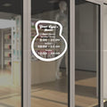 Gym Open Decal with Opening Hours in Creative Frame in Shape of Kettlebell - Business Hours Sticker for Windows Doors Walls - Custom Signs for Business Gyms Fitness - color: Dec 15