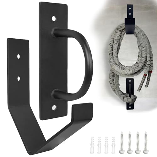 Heavy Duty Battle Rope Anchor Kit Wall Mount | Wall Anchor & Storage Hook for 30-50FT 1-2.5 Inch Battle Ropes, Multi-Functional Wall Bracket for Home Commercial Gym Garage - size: Large