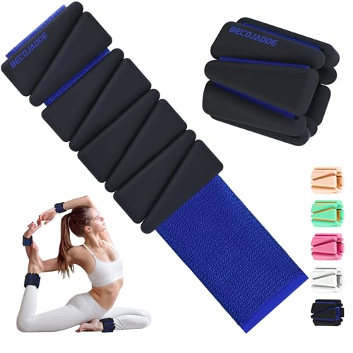 BECOJADDE Ankle Weights for Women Wrist Weights Set of 2 (1 lb/2 lb Each) Adjustable Arm Leg Weight for Womens Men Suitable for Walking Swimming Running Pilates Yoga Gym - color: Black Blue, size: 4lb Pair (2lb Each)