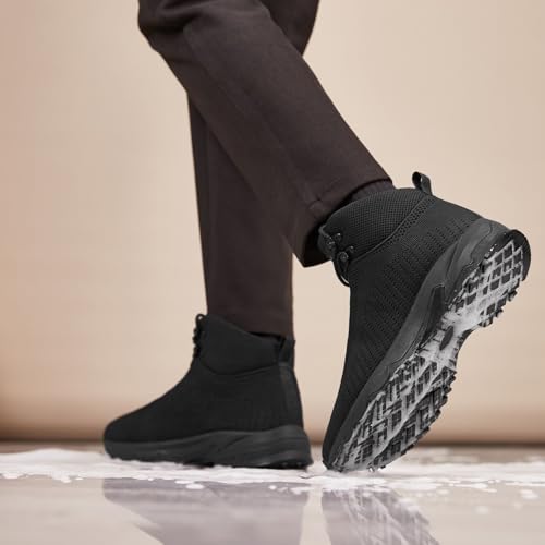 SHULOOK Non Slip Work Boots for Men Slip Resistant Lightweight Kitchen Chef Shoes for Restaurant Food Service Comfy Working Shoe Ankle Support Mesh Walking Footwear Black - size: 8.5 Wide