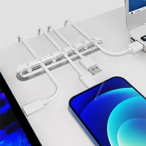 SOULWIT Cable Holder Clips, 3-Pack Cable Management Cord Organizer Clips Silicone Self Adhesive for Desktop USB Charging Cable Nightstand Power Cord Mouse Cable Wire PC Office Home - color: 357-Slot-Clear