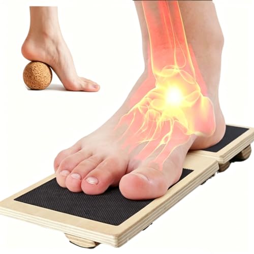Ankle Balance Board & Sidekick Axis Board – Single-Leg Balance Trainer for Foot Strengthening, Adjustable Roller System with Training Guide & Cork Ball, Ideal for Home Gym or Office Use