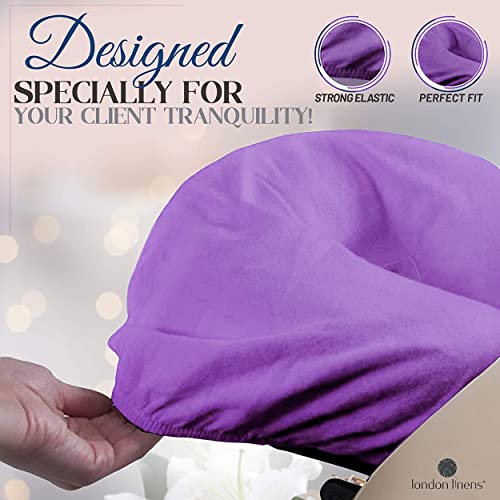 LONDON LINENS Pack of 10, Premium Extra Thick 100% Cotton Flannel Massage Tables Face Cradle Covers Cozies Fitted - Includes 10 pcs (Lilac) - color: Lilac, size: 10