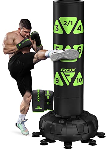 RDX XXL 330LBS Target Freestanding Punching Bag with Cover & Gloves – 72” Adult Heavy Pedestal Punch Bag Set - 17 Suction Cup 8 Extended Legs Stand Base - Kick Boxing MMA Muay Thai Home Gym Fitness - color: GREEN