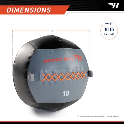 Bionic Body Soft Medicine Ball Weighted Slam Wall Ball for Cardio Workout and Core Training – Ideal for Squat, Lunge, and Partner Toss - style: 10LB