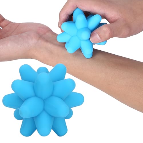 Dioche Spiky Massage Balls, 2 Colors Acupoint Physical Massage Balls, Lacrosse Ball Roller Set Perfect for Foot Massage, Deep Tissue Massage, Trigger Point (Blue) | High silicone, portable trigger point therapy tool, compatible with feet/shoulders/back, 2