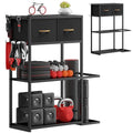 Home Gym Storage Rack, Adjustable 4-Tier with Extra Drawer | Home gym storage rack with 4 adjustable zones, fabric drawer & 150 lb shelves, for dumbbells, mats and workout gears