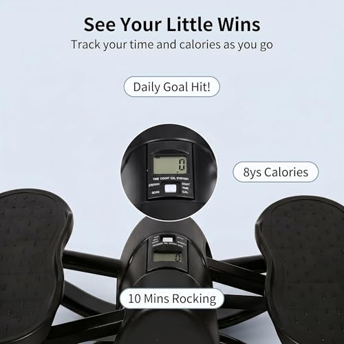 Low-Impact Lateral Rocking Fitness Stepper for Knees and Joints,Home Workout Machine,Rock Stepper Machine with Digital Display,Track Time,Reps,Calories for Legs,Glutes,Abs - size: Black