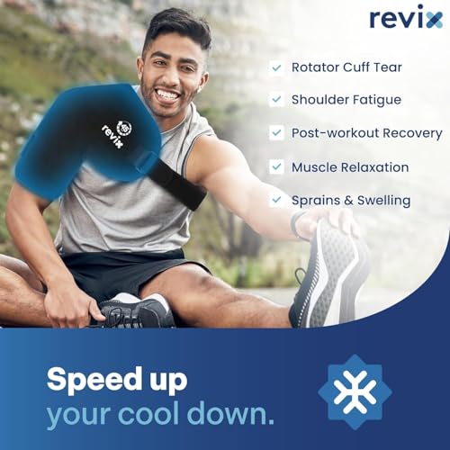 REVIX XL Ice Pack for Shoulder Wrap, 45-Min Long-Lasting Cold Therapy for Rotator Cuff Relief with Ice Grid Gel Design, Extra Large Reusable Ice Packs for Post-Workout Recovery & Soothe Discomfort - size: XL