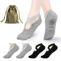 BKP Yoga Socks for Women,Pilates Socks Non Slip Grip Socks Suitable for Ballet,Plasticity,Dance,Home,Training - color: 4pairs-(2black&2grey)