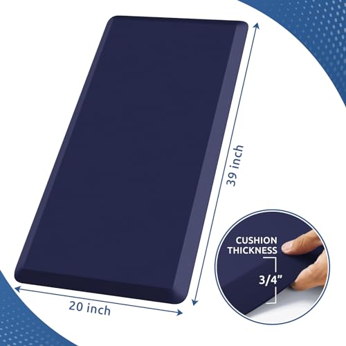 KitchenClouds Kitchen Mat Cushioned Anti Fatigue Rug 20"x39" Water Resistant, Non Slip, Standing and Comfort Desk/Floor Mats for House Sink Office (Blue) - color: Blue, size: 39"L x 20"W x 0.8"Th
