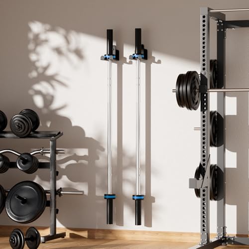 Barbell Wall Holder,Olympic Hanger,Garage Gym Bar Wall Rack,Vertical Barbell Mount Rack,Space Saving Commercial or Home Gym Accessory,Holds Under 33mm Bar Size - color: Black 1 hook