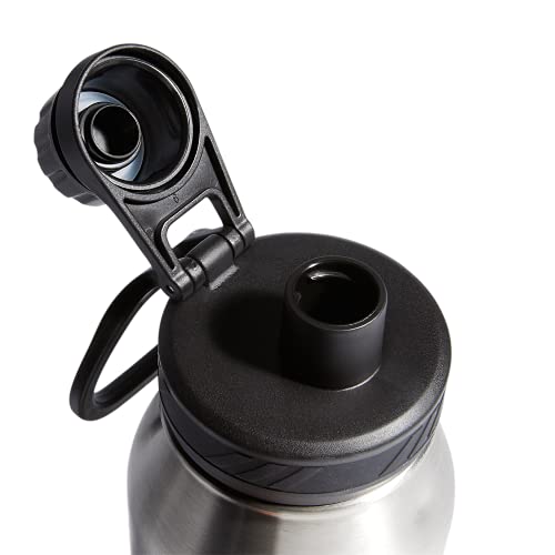 adidas Stainless Steel Metal Water Bottle 34 oz (1L) Screw Cap - color: Stainless Steel/Black/2