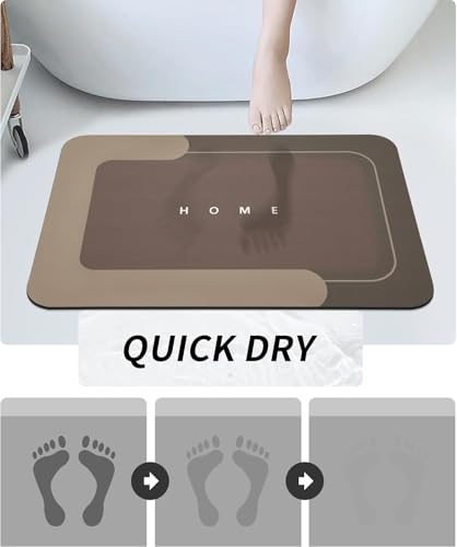 Housego Absorbent Bath Mat, Quick Dry Bath Rug, 16.93x26.77, Brown | Absorbent Bath Mat Magic Rug; Quick Drying Magic Bath Mat Non-Slip Floor Rug Rubber Backed for Bathroom Kitchen Shower Sink - color: Brown, size: 1'5" x 2'3" (Rectangular)