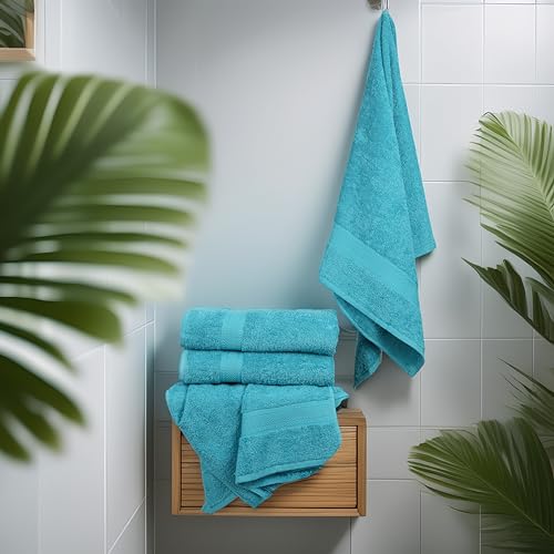 Commercial Bulk Pack of 12 Bath Towels – 100% Cotton Terry 24" x 48" – Ideal for Hotels, Salons, Gyms, Spas & Institutional Use – Teal Blue - color: Teal, size: 24"x48" - PK 12