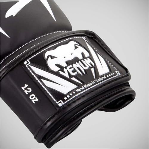 Venum Elite Boxing Gloves - color: Black/White, size: 10-Ounce