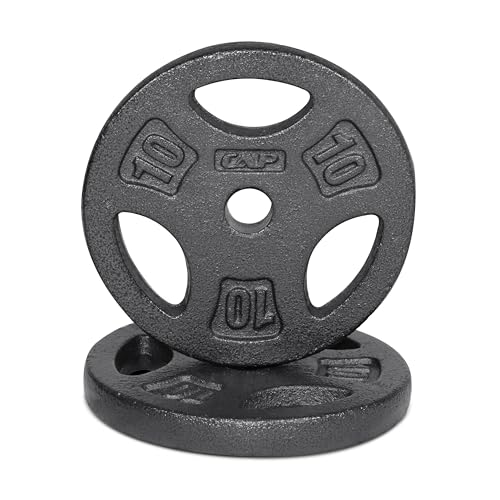 CAP Barbell Standard 1-Inch Grip Weight Plates - color: Black, size: 10 lbs Plate Pack (x2)