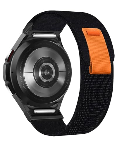 One Click Alpine Loop Bands Compatible with Samsung Galaxy Watch 7 Band/Galaxy Watch 6 4 5 FE Band 40mm 44mm/Watch 6 4 Classic 47mm 43mm 42mm 46mm/5 Pro 45mm, 20mm No Gap Nylon Sport Strap for Men - color: Trail Loop-1#All Black