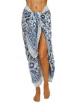100% Cotton Hand Block Print Pareo Sarong Swimsuit Wrap Skirt Cover Up Long Women’s Apparel Fabric Beach Bikni (73" x 44") - color: Blue 3