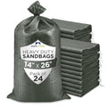 Heavy Duty Sand Bags Pack of 24, Army Green Empty Sandbags with Built-In Ties, Woven Polypropylene UV Protection 1600 Hours, Fillable Bags for Flood Control, Weight, 14x26 inches, 50 Pounds Volume - size: 14"W x 26"L, style: Pack of 24