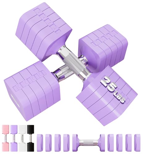 Adjustable Dumbbell Set for Women Men 7.5LB/10LB/15LB/20LB/25LB Pair | Stable Free Weight Hand Weights with Metal Handle for Home Gym Fitness Rehab Pilates Yoga Strength Training Equipments - color: Purple, size: 25LB SINGLE