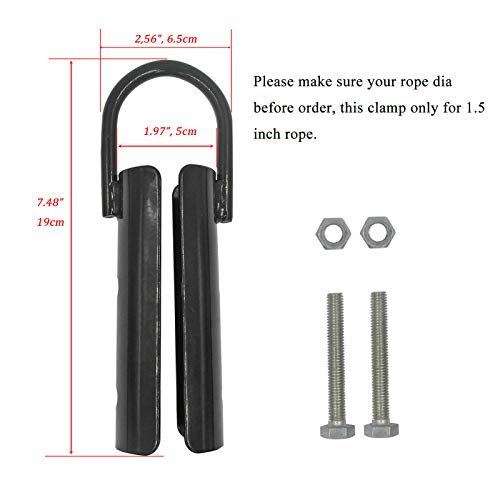 1.5in Climbing Rope Clamp，1 1/2 Rope Climb Workout Rig Attachment Hook for 1.5" Rope Clasp Garage Gym Fitness Equipment with Carabiner Eyehook Strength Training Home Indoor Safety