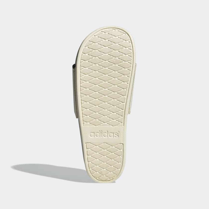 adidas Women's Adilette Comfort Slides - color: Wonder White/Collegiate Green/Gold Metallic, size: 17 Women/16 Men