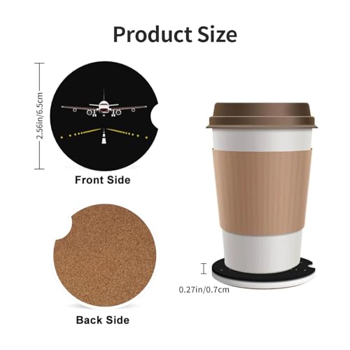 Airplane Aircraft Plane Car Coasters for Cup Holders, 2 Pack Absorbent Ceramic Drink Cup Coaster for Women Men, Auto Interior Accessories - color: T15