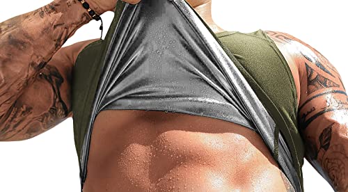 FUXERT Men's Sauna Vest Workout Sweat Tank Top Waist Trainer for Men Compression Sweat Enhancing Vest - color: Green, size: 2X-Large/3X-Large