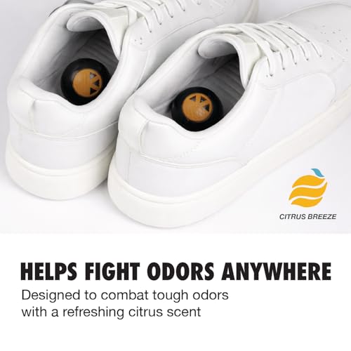 Citrus Breeze Deodorizing Balls 6-Pack TRNR-DB-CB, Shoe Deodorizer Balls and Gym Bag Odor Eliminator for Lockers, Closets and Sports Equipment with Adjustable Twist Vent Scent Control