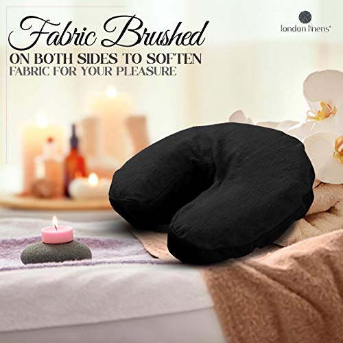 London Linens Pack of 10, Premium Extra Thick 100% Cotton Flannel Massage Tables Face Cradle Covers Cozies Fitted - Includes 10 pcs (Black) - color: Black, size: 10