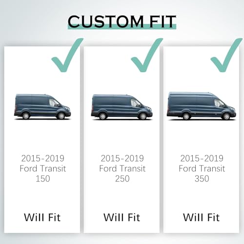 KARPAL Floor Mats for 2015-2021 Ford Transit 150/250/350/350HD w/Carpet Flooring (No Fit Transit Connect), Custom Fit TPE All Weather Ford Transit Accessories Front Floor Liner - style: 2015-2021 | For Ford Transit | Front Row