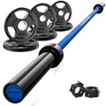 RitFit Barbell Weight Set - 4/6FT Olympic Barbell with Weight Plates (55-115LB Total) - Weightlifting Equipment for Squats, Curls, Deadlifts, Presses, Hip Thrusts - color: Black/Blue, size: 6FT With 35LB Plates