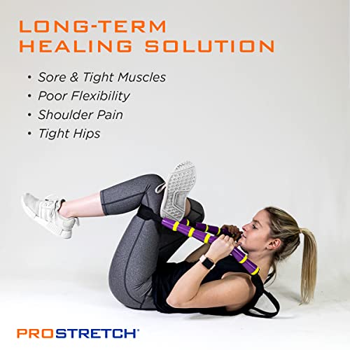 ProStretch StretchRite, Stretching Strap for Sore Muscles, Purple/Yellow | Physical Therapy Stretching Strap with Grip Handles for Tight Muscles - color: Purple/Yellow