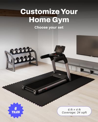 AIRHOP 0.56in Thick 24 Sq Ft Exercise Equipment Mats, 6 Tiles Upgraded Rubber Top with High Density EVA Foam, Large Interlocking Puzzle Gym Flooring for Home Gym, Heavy Weight Workout,Black - color: Black, size: 24 Sq Ft (6 Tiles)