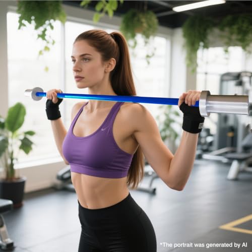 Kids Barbell 5LB Mini Barbell Bar 4ft for Beginner Women & Kids Weighted Bar, Compatible with 2-Inch Weight Plates, for Strength Training Gym Weight Lifting - color: Blue&Silver