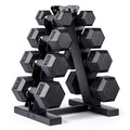 CAP Rubber Coated Hex Dumbbell Set with Storage Rack | 100–210 lb Options, Space-Saving Vertical Compact Storage for Home Gym Strength Training - size: 100 lb - Set, style: Comfort Handle