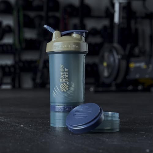 BlenderBottle Shaker Bottle with Pill Organizer and Storage for Protein Powder, Classic V2 ProStak System, 22-Ounce, Tan - color: Tan