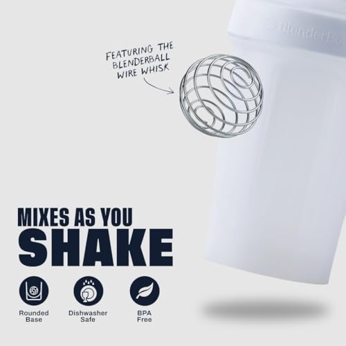 BlenderBottle Classic V2 Shaker Bottle Perfect for Protein Shakes and Pre Workout, 28-oz, Full-Color White - color: Full-Color White, size: 28 Ounces