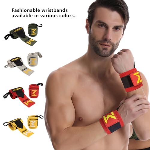 Pro-Grade Weightlifting Wrist Wraps (24") for Gym, Strength Training, and Powerlifting(1 Pair) - Heavy-Duty Thumb Loop Straps for Maximum Wrist Support in Bodybuilding & Fitness (Men & Women) - color: Red&Black