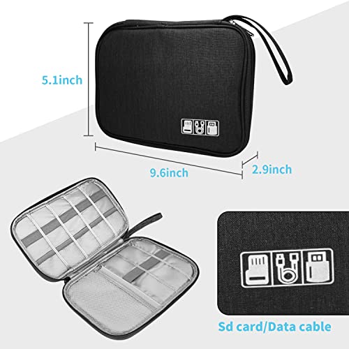 Lcsmaokin Electronics Organizer Travel Case,Electronic Accessories Storage Bag,Portable Waterproof Cable Organizer Bag,with 5 Cable Ties，for Travel,Work-Black - color: A-Black Set, size: Single Layer