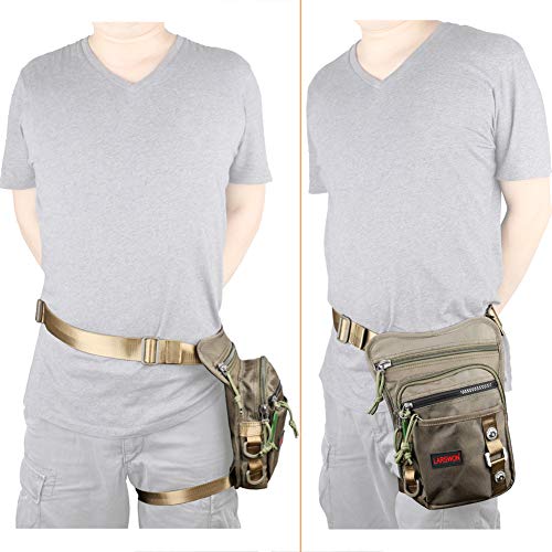 Thigh Pack, Larswon Leg Bag Thigh Pouch Bag Tactical Waist Bag Motorcycle Bag Waterproof - color: A- Army Green, size: Medium