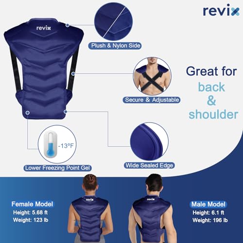 REVIX Large Ice Pack for Back and Shoulder Discomfort Relief, Reusable Gel Cold Pack with Soft Plush Lining, Flexible & Long-Lasting Cold Therapy Wrap, Navy - color: Navy